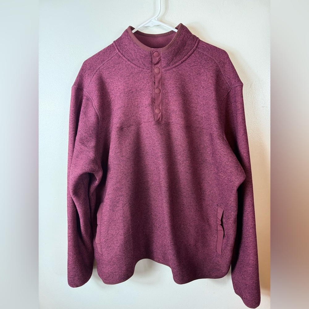 Eddie Bauer Radiator‎ Pullover 1/4 Snap Front Shirt Sweatshirt Burgundy Medium